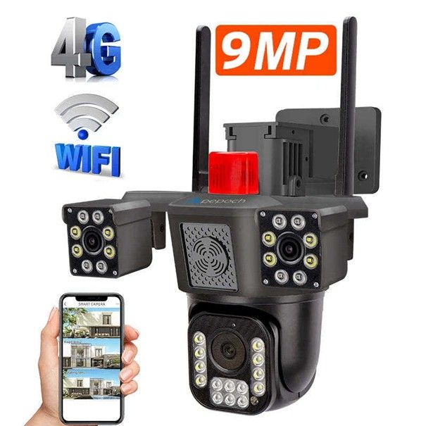 Caméra de sécurité CCTV Wide Vision à 3 objectifs