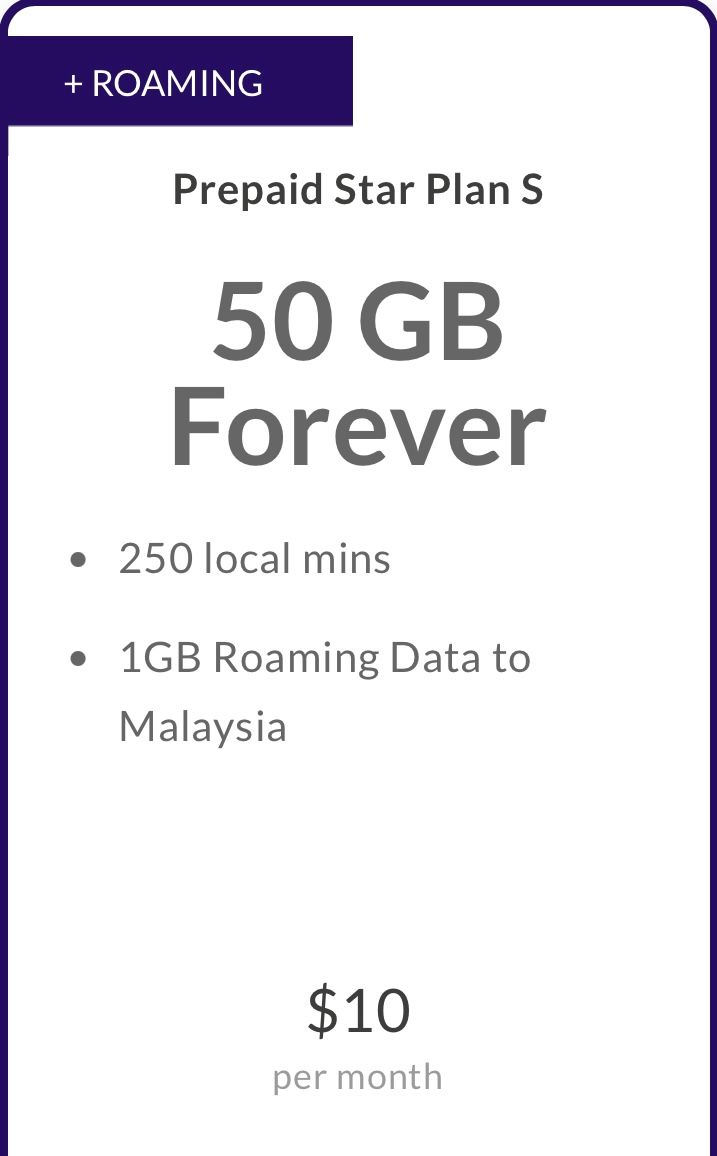 StarHub Prepaid Star Plan S 50GB Recharge Plan