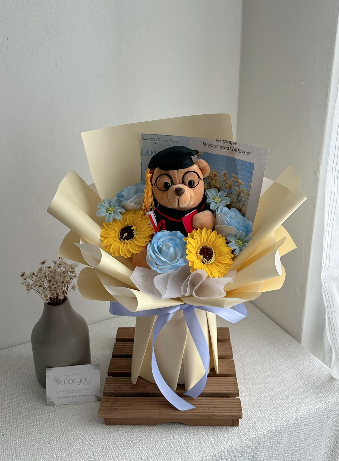 Graduation Bear Soap Flower Bouquet   