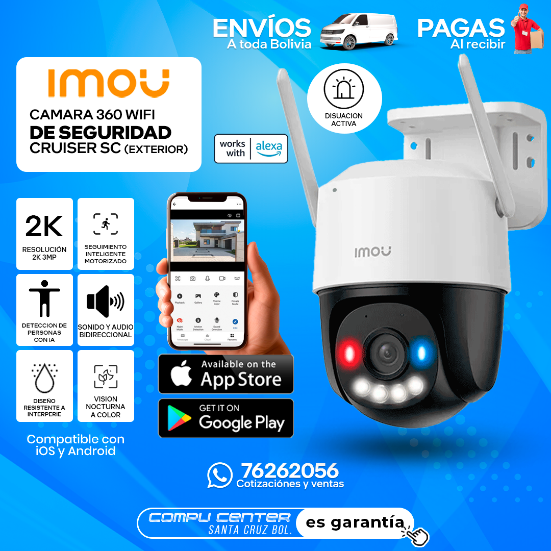 IMOU CRUISER SC / 2K RESOLUCION 3MP / MOTORIZADA 360 / WIFI / EXTERIOR INTEMPERIE