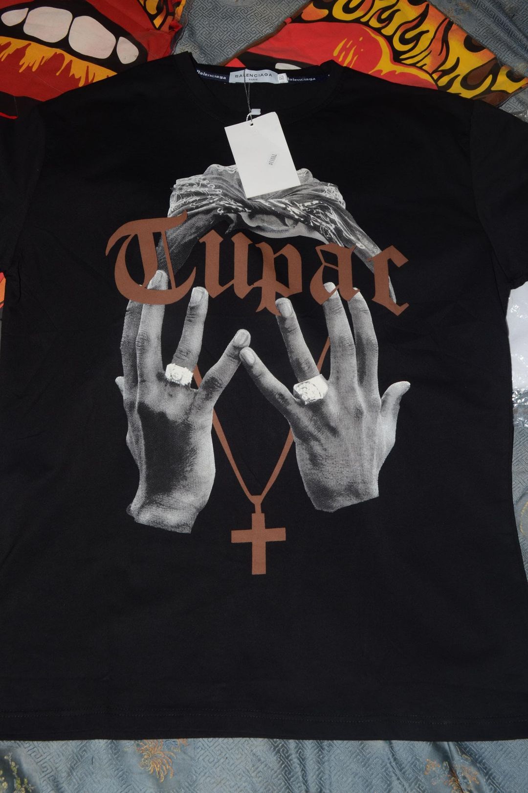 T-shirt noir imprimé Tupac 