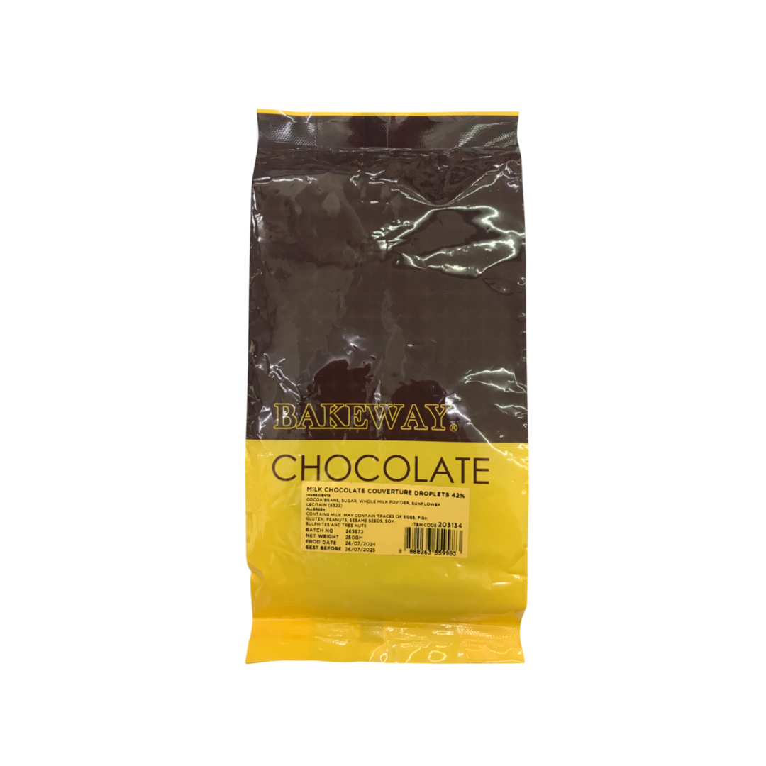 Bakeway Milk Chocolate Couverture Droplets 42% 250g