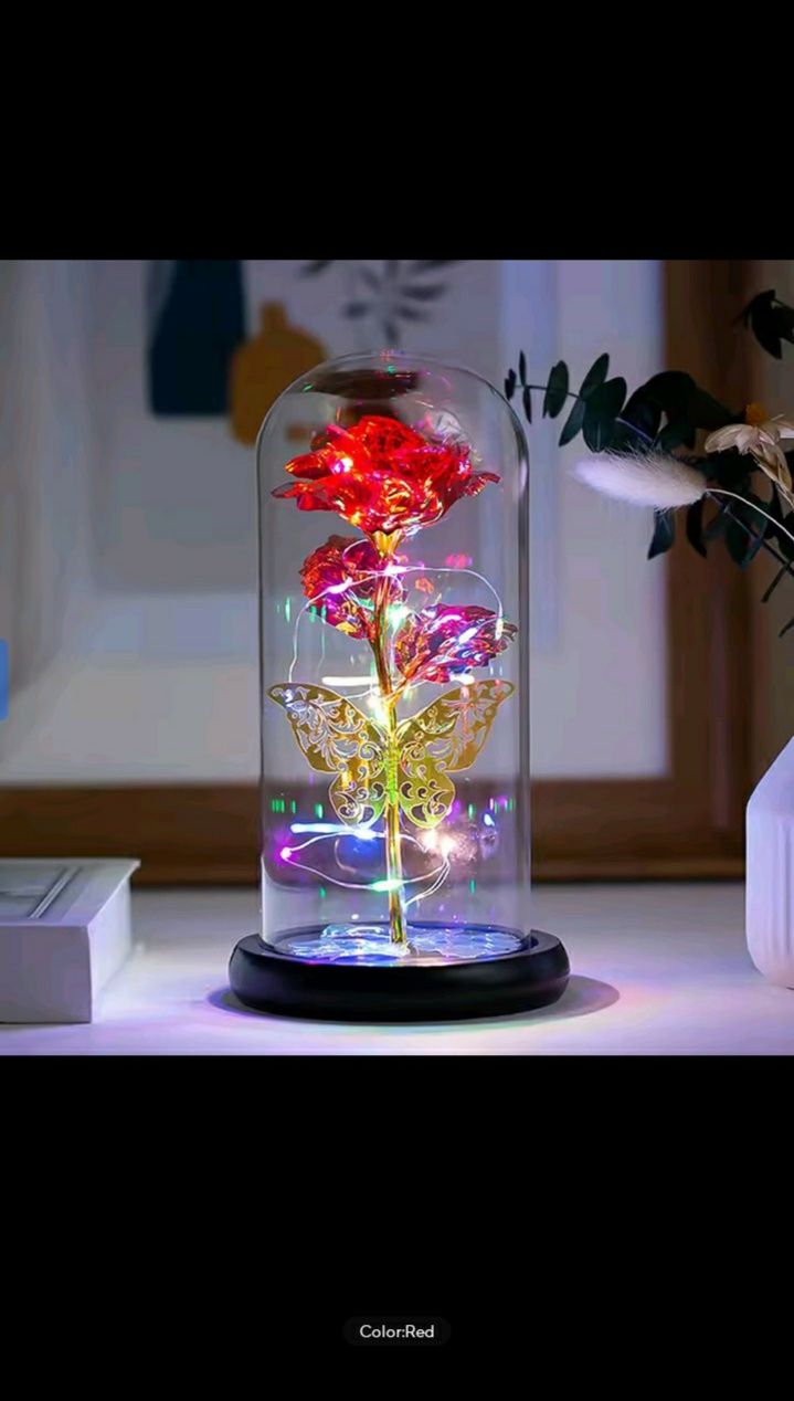 Galaxy LED Rose Dome Lamp (2pcs) – Romantic Gift