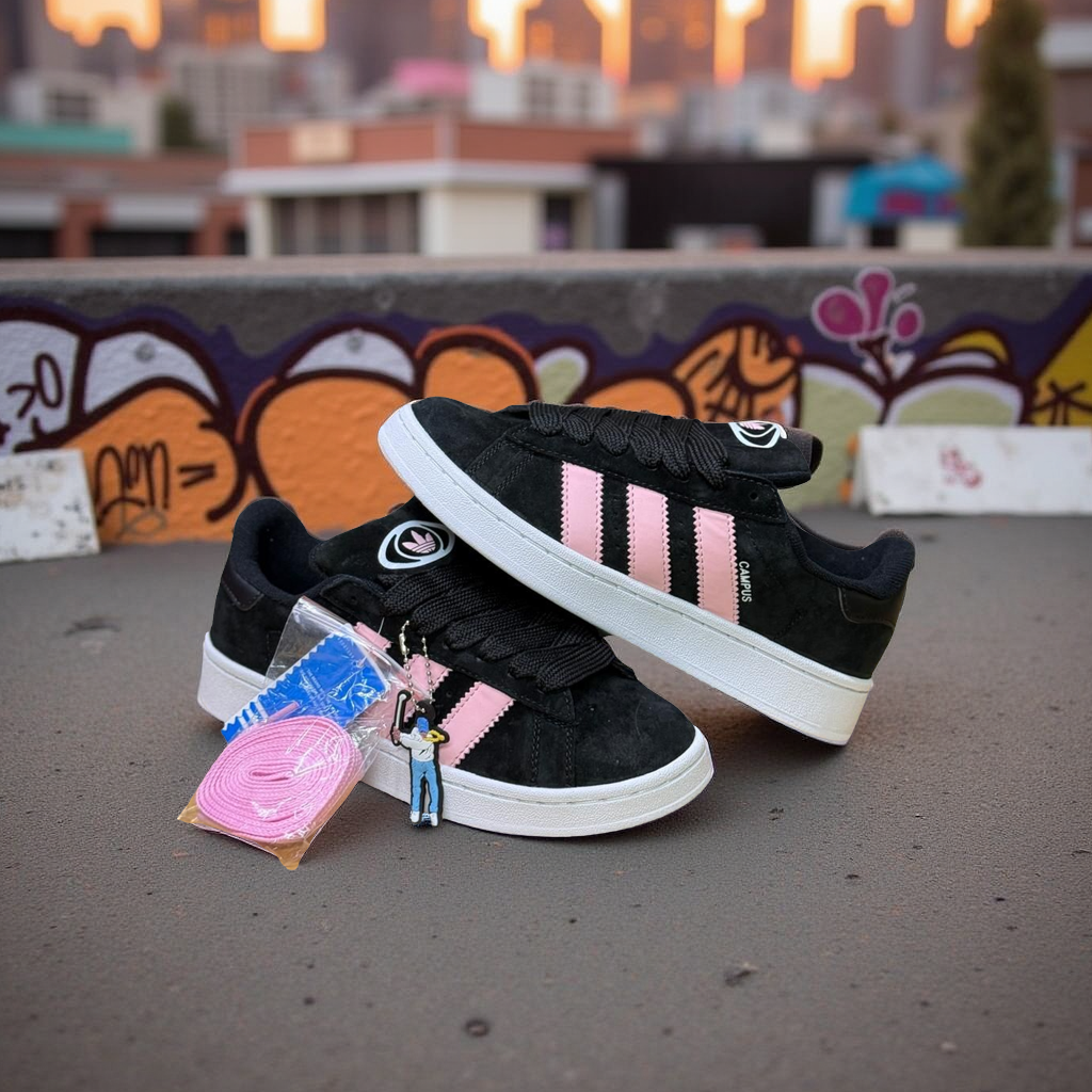 Adidas campus black-white sole(pink Stripes)