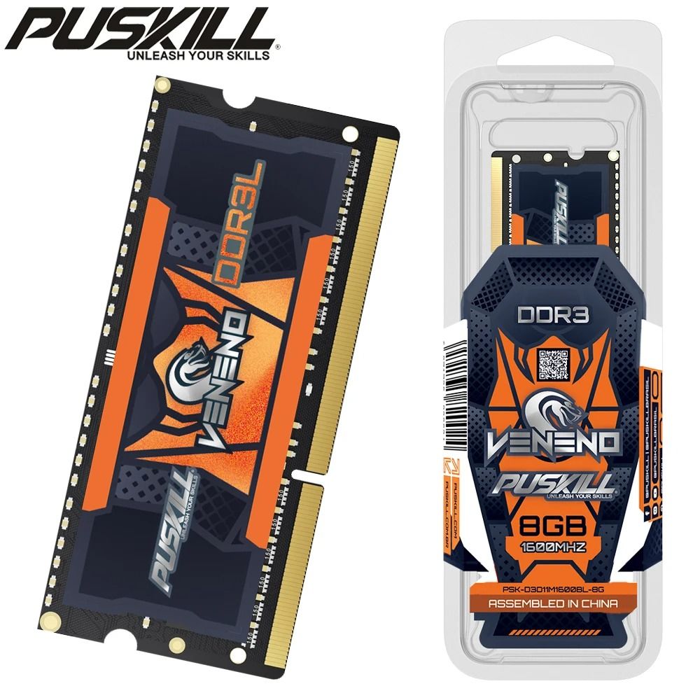 PUSKILL 8GB DDR3L 1600 MHz SODIMM – La mémoire idéale pour optimiser votre laptop en basse tension (1.35V)