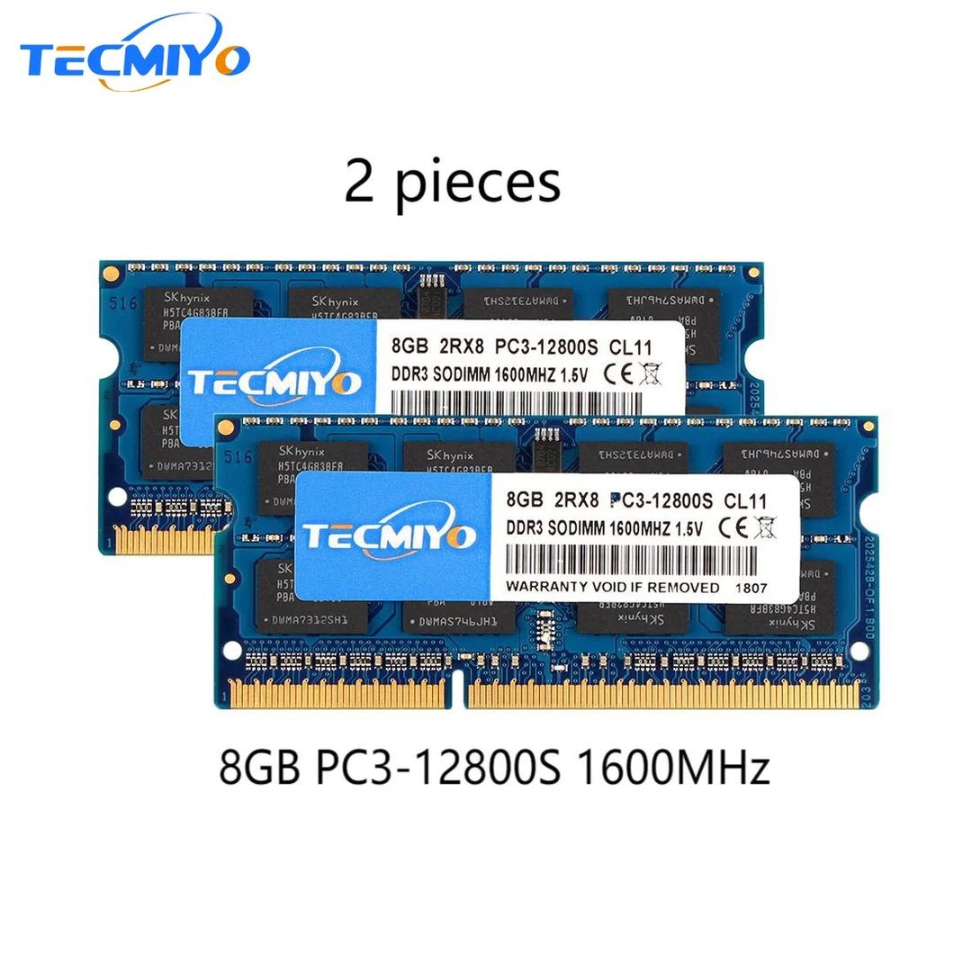 Tecmiyo RAM 16GB (2x8GB) DDR3 1600MHz PC3-12800S SODIMM 1.5V – Mémoire haute qualité pour ordinateurs portables