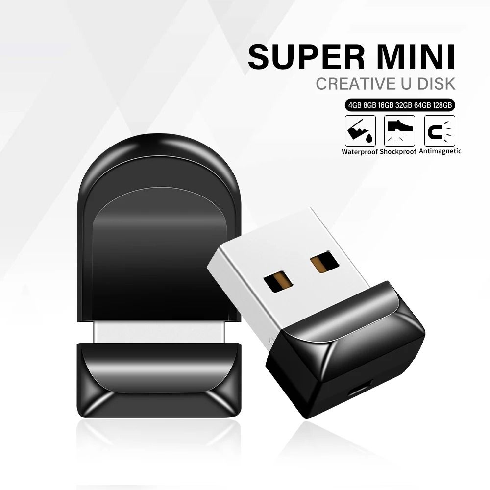 Clé USB Miniature Noire 64GB / 128GB – Design ovale, haute vitesse, idéale pour un usage mobile ou comme cadeau d'affaires