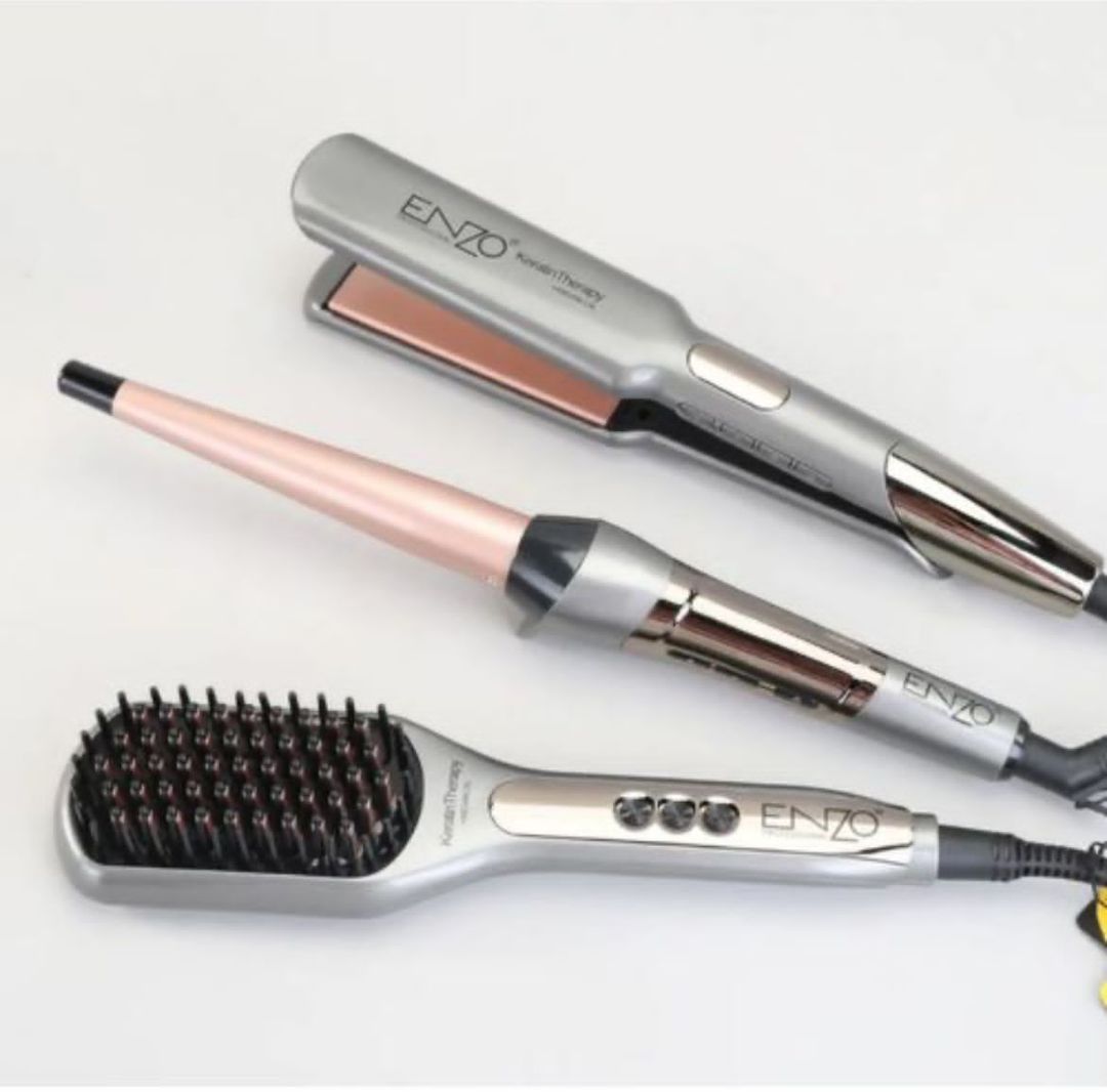 Kit coiffure 3 en 1 ENZO (Lisseur, Boucleur, Brosse chauffante)