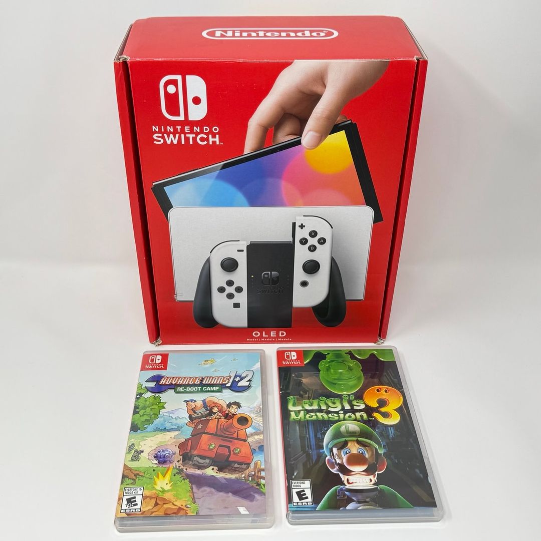Nintendo Switch OLED Console + Luigi’s Mansion 3 + Advance Wars 1 + 2 Bundle