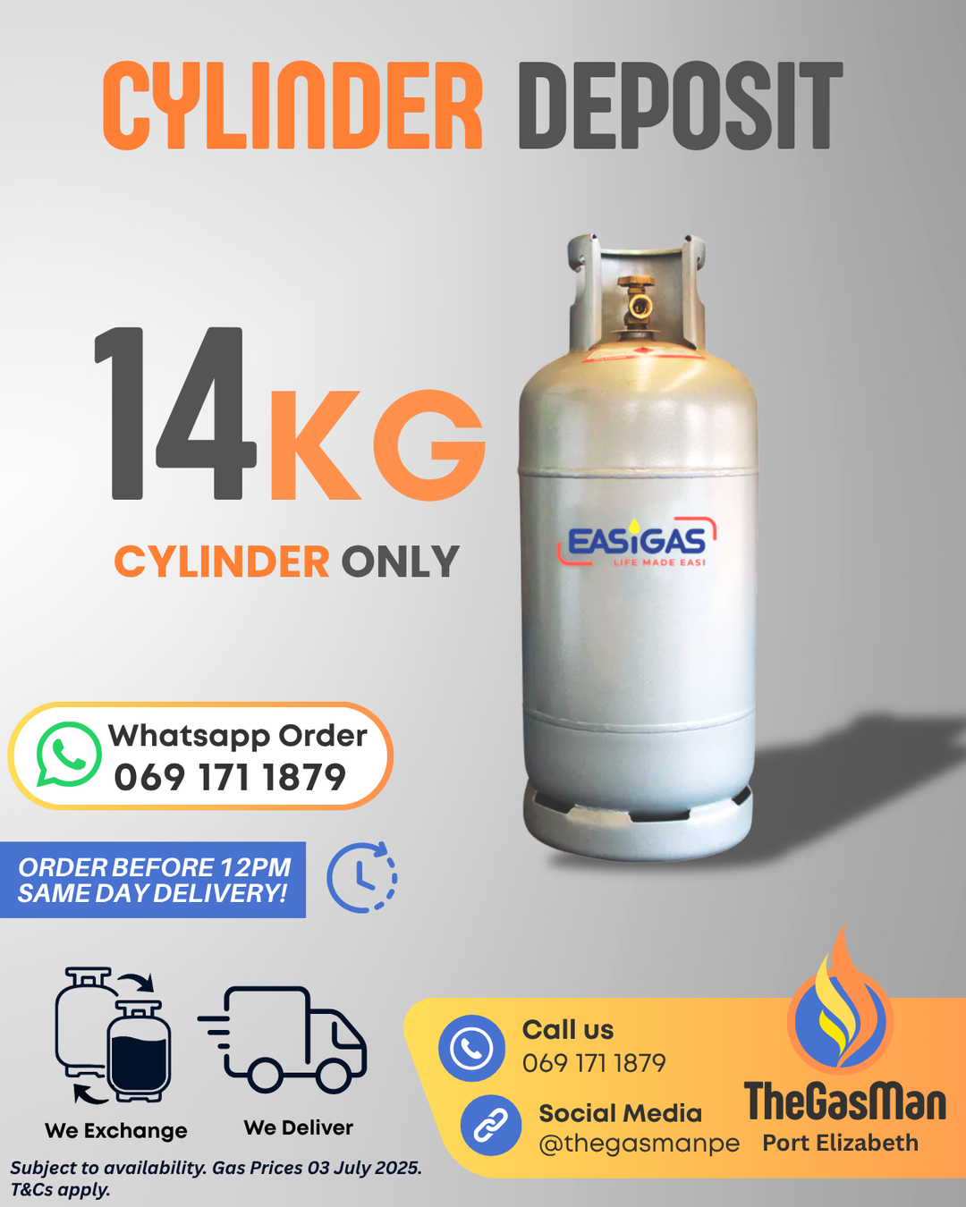 14kg Cylinder Deposit – refundable