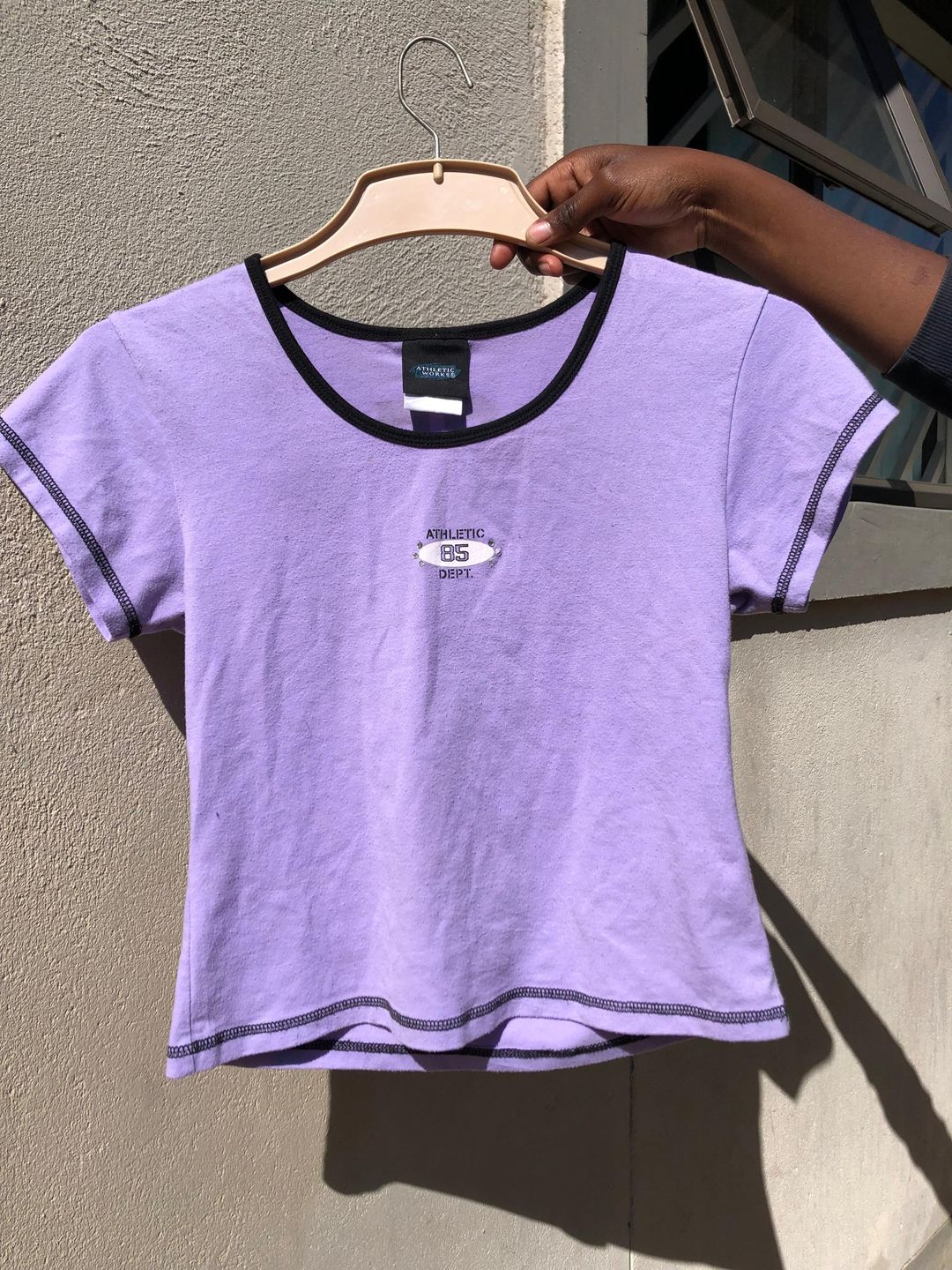 Lilac Athletic Ringer Crop Top