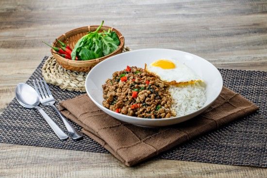 Nasi Lemak Thai Basil (Choose your proteins)