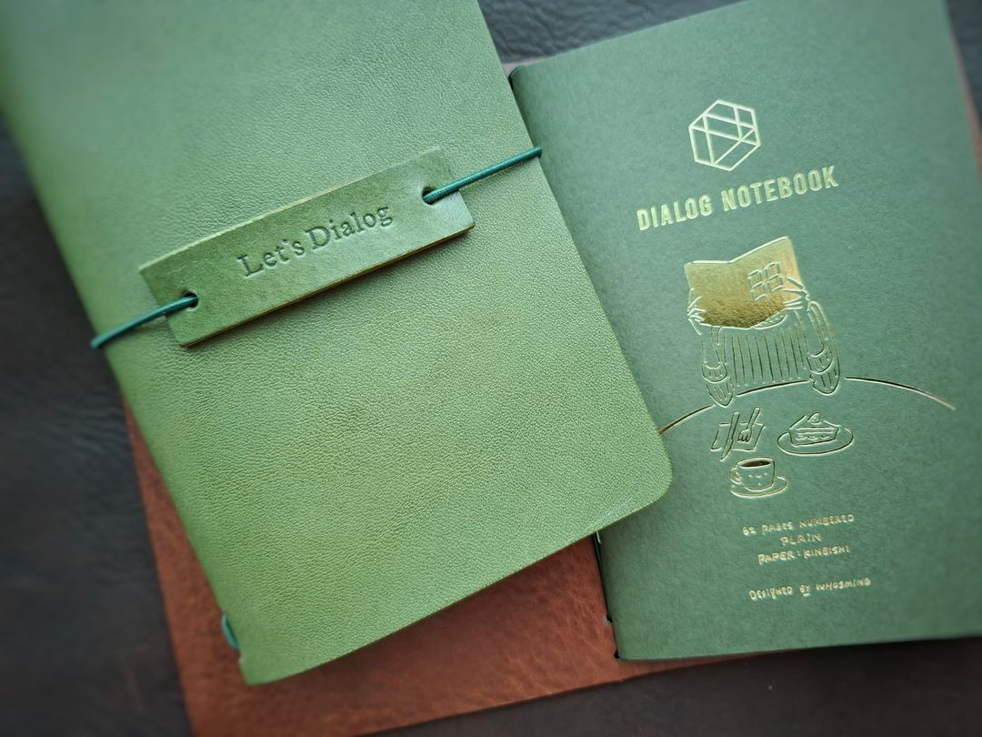 Dialog Notebook Leather cover - Olive Green