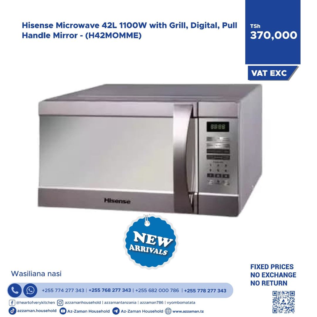 Hisense Microwave 42L 1100w. with Grill Digital Pull, Handle mirror