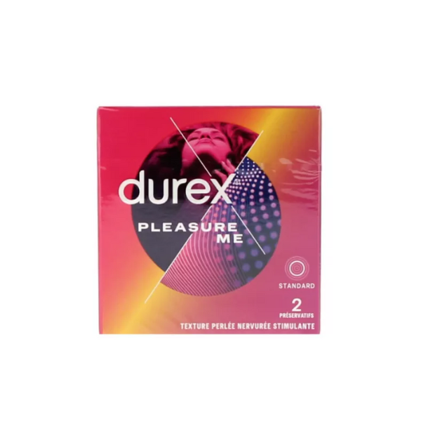 Durex Pleasure Me - Préservatifs Texture Perlée Nervurée Stimulante, 2 Unités