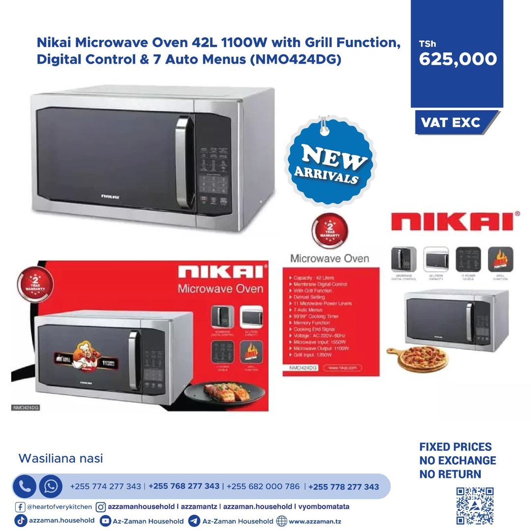 Nikai Microwave oven 42L -1100w- With Grill Function 
