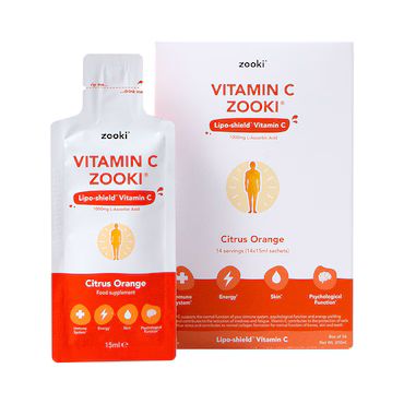 Zooki Liposomal Vitamin C 1000mg, Citrus Orange Flavour - 14 x 15ml Liquid Sachet