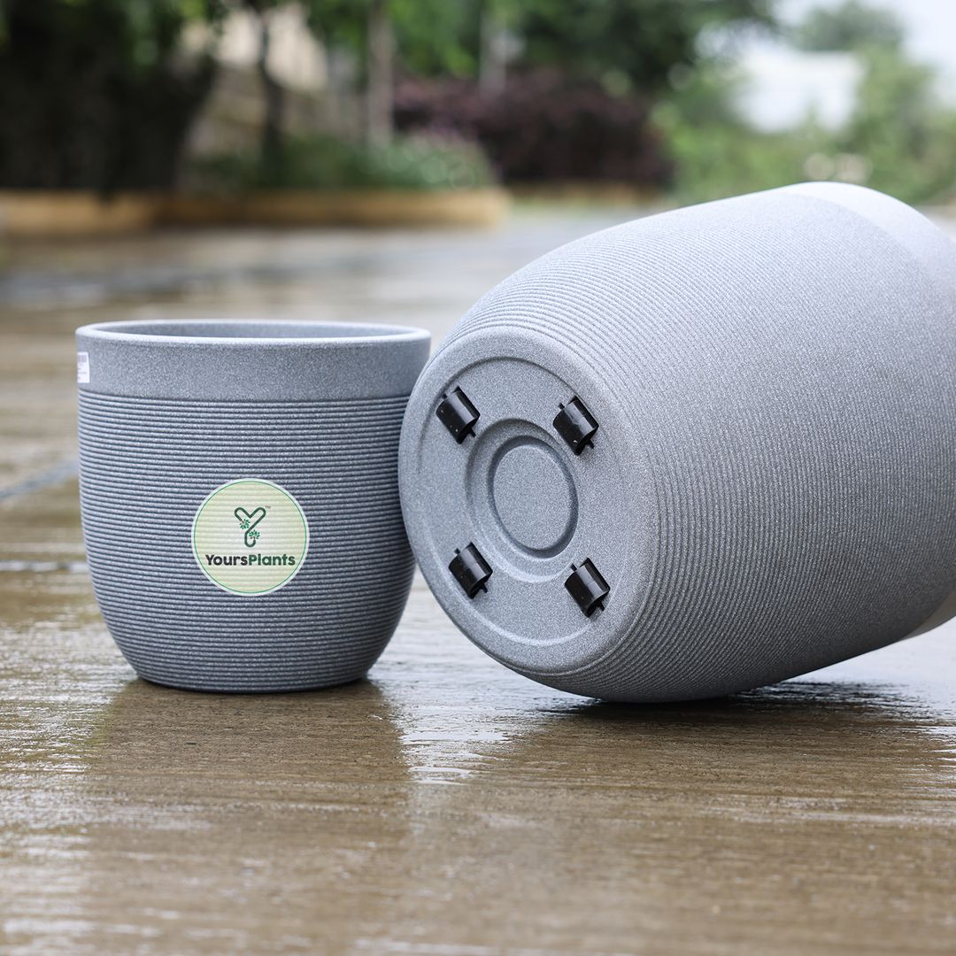 Milano Large Planters with Wheels | 12Inch Planter | Grey Stone