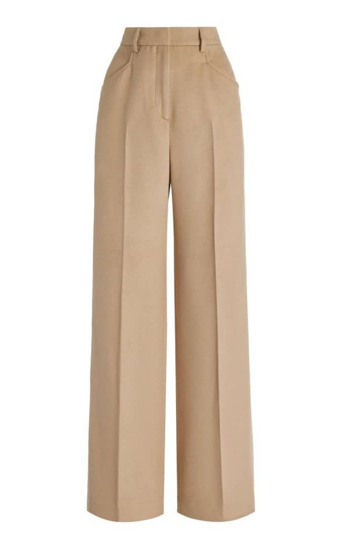 Pantalon Large Taille Haute-Beige