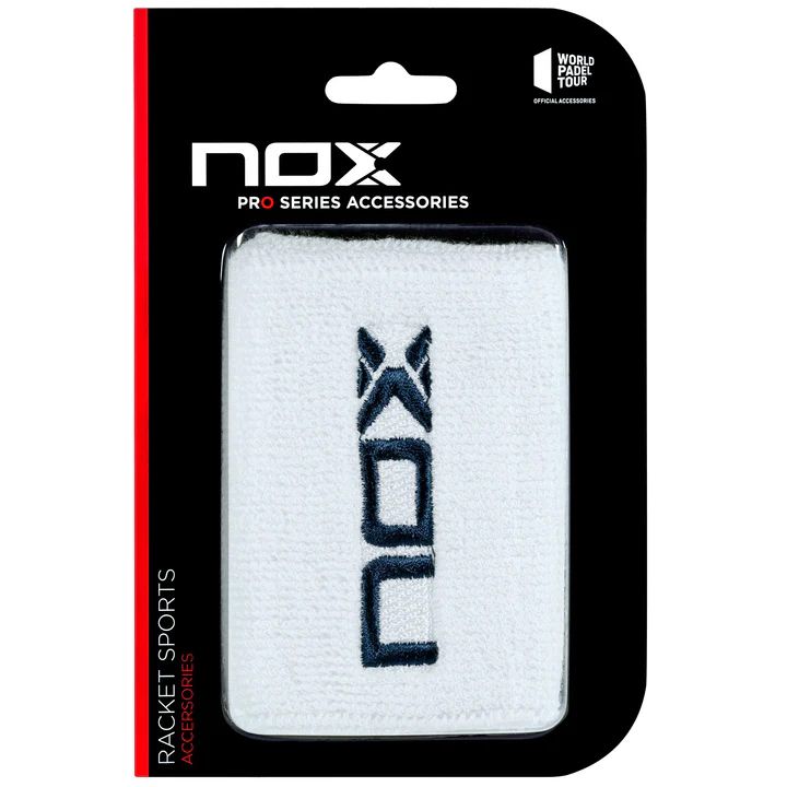 NOX Wristbands White (Navy Blue Logo)