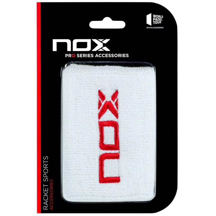NOX Wristbands White (Red Logo) 