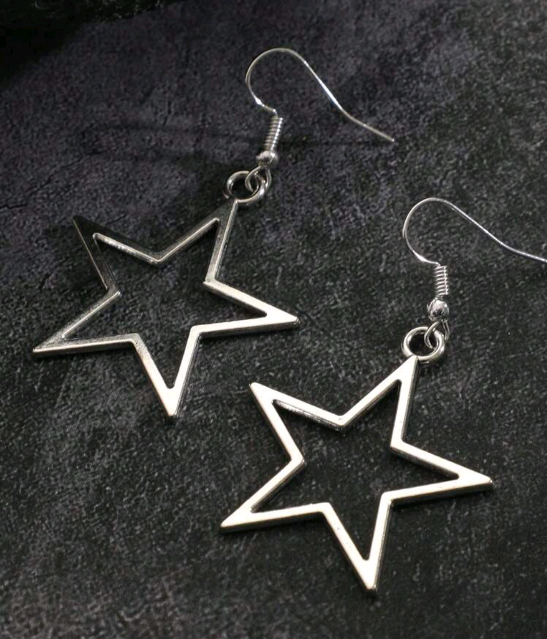Hollow Star Shaped Earrings - Silver 