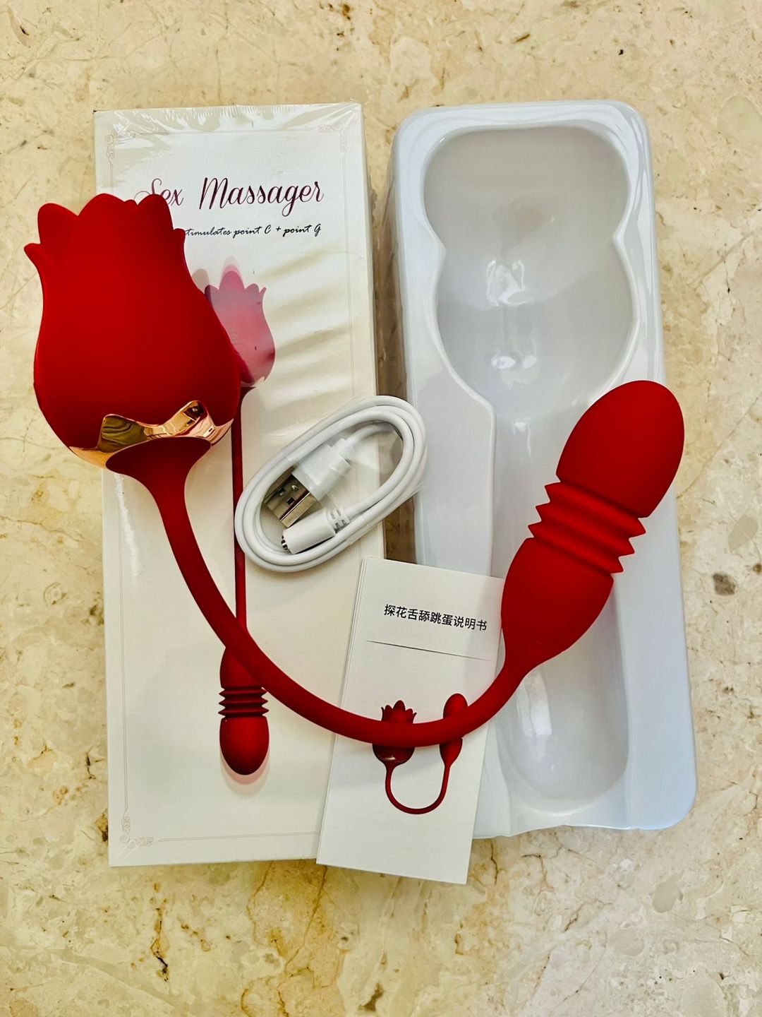 Rose Toy Toungue,5.5x3x34.8cm,Silicone Material,Female Masturbation