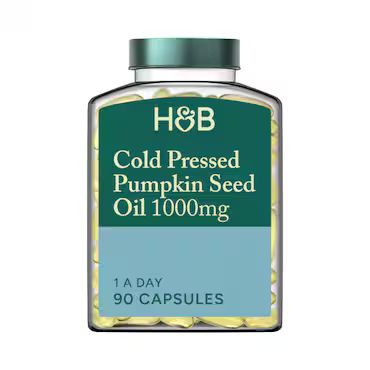 Holland & Barrett Cold Pressed Pumpkin Seed Oil 1000mg 90 Capsules