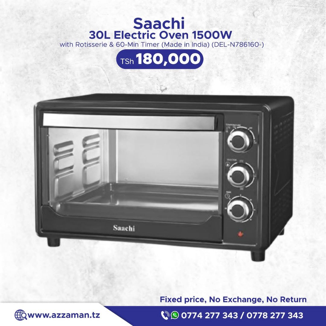 Saachi 30L Electric Oven 1500W With Rotisserie & 60-min Timer