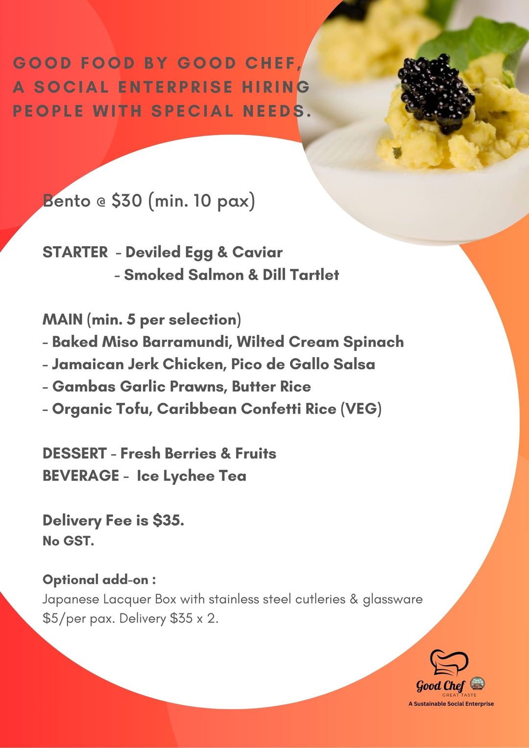 $30 Premium Bento (Min 10 pax)  