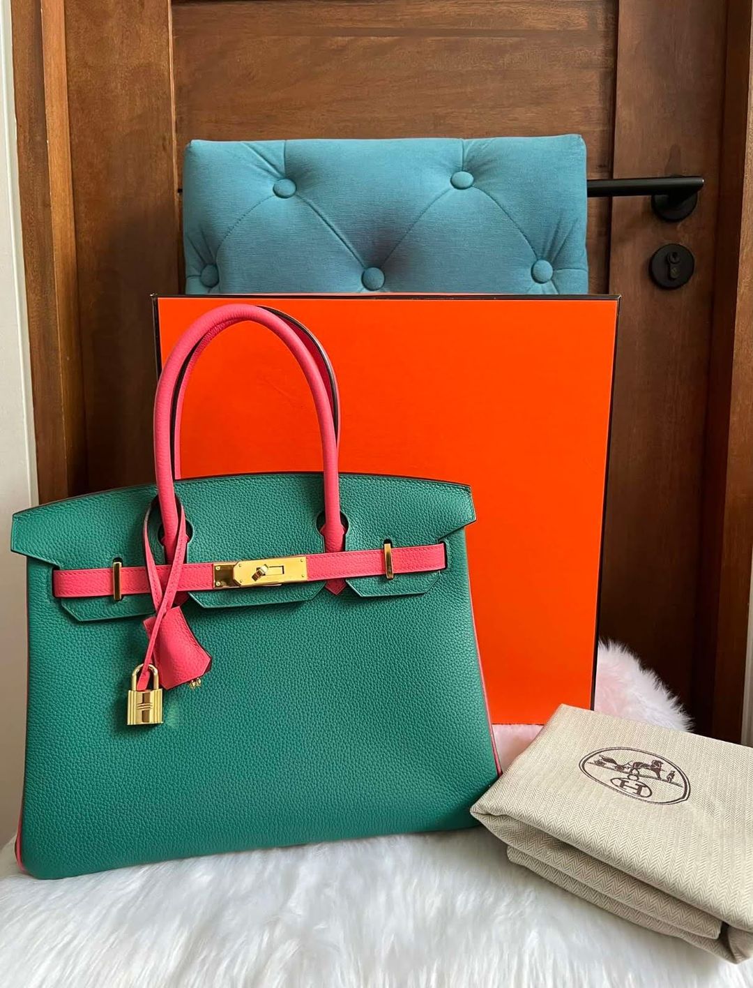 Hermès Birkin 30cm Jade/Rose