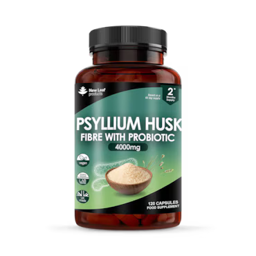 New Leaf Products Psyllium Husk With Acidophilus Capsules Food Supplement 120 Capsules