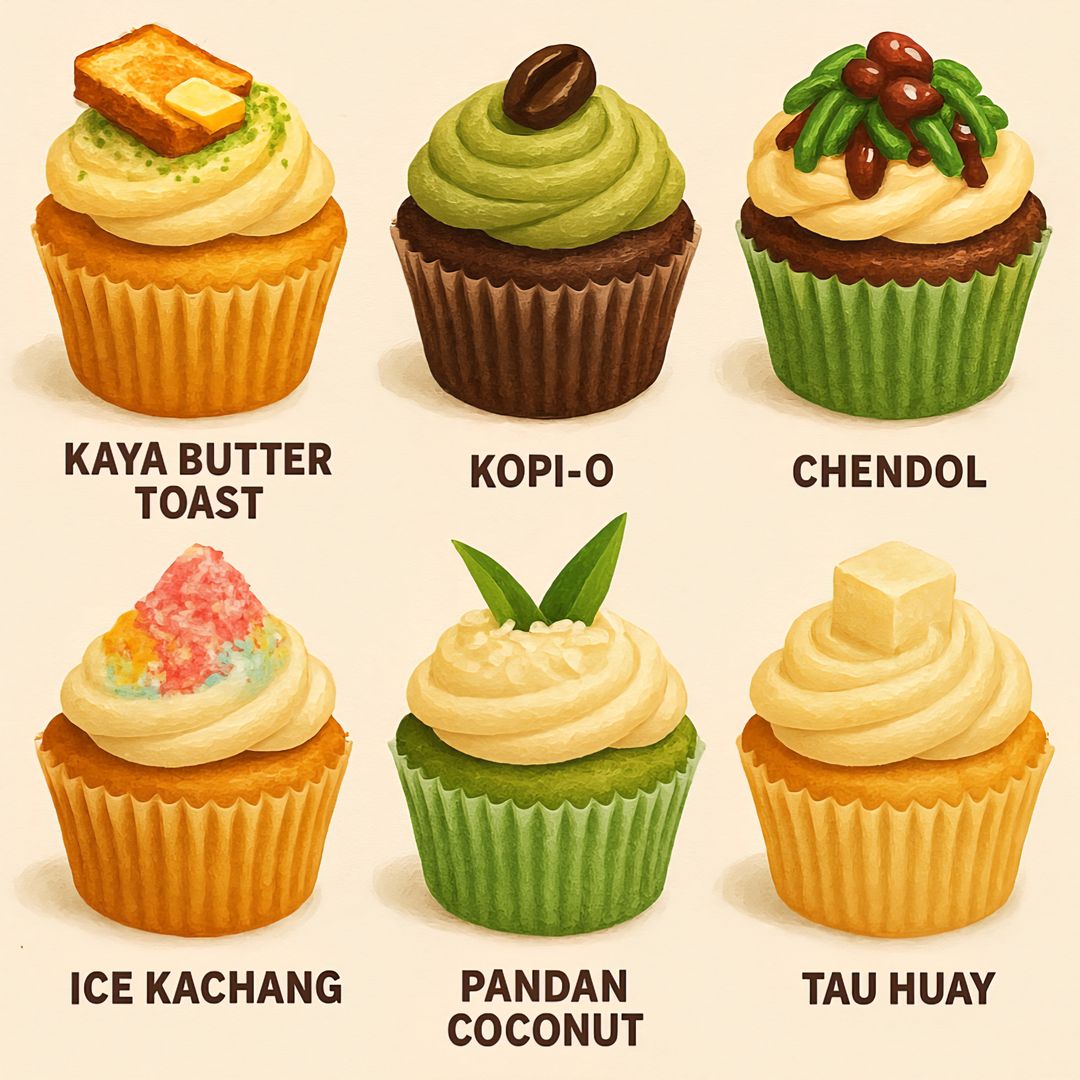 SG60 Cupcakes, Set of 6 - one each flavour