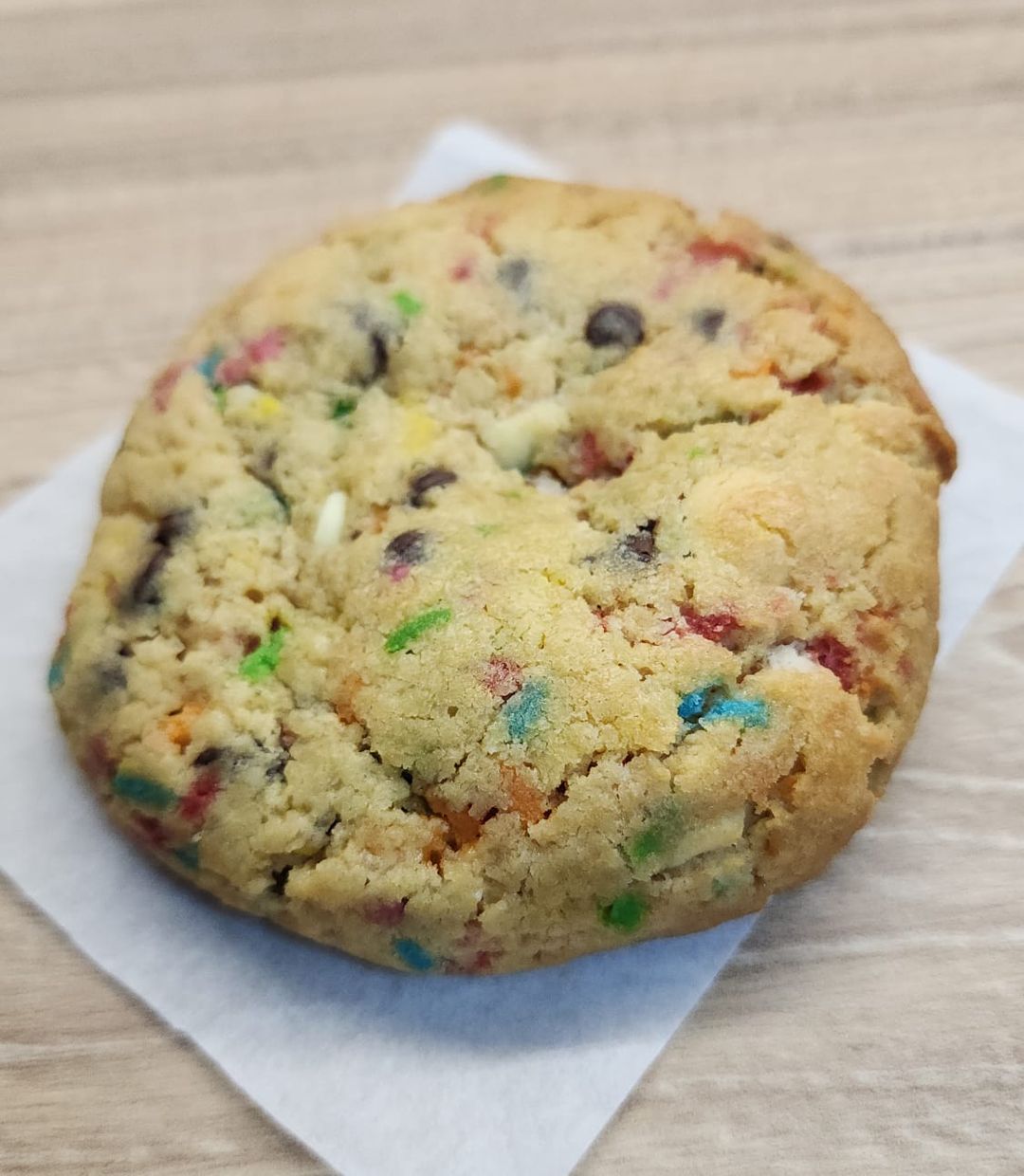 Sprinkled rainbow with white and dark chocolate chips