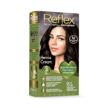 Naturtint Reflex Semi-Permanent Henna Cream Hair Colour 3.0 (Dark Chestnut Brown)