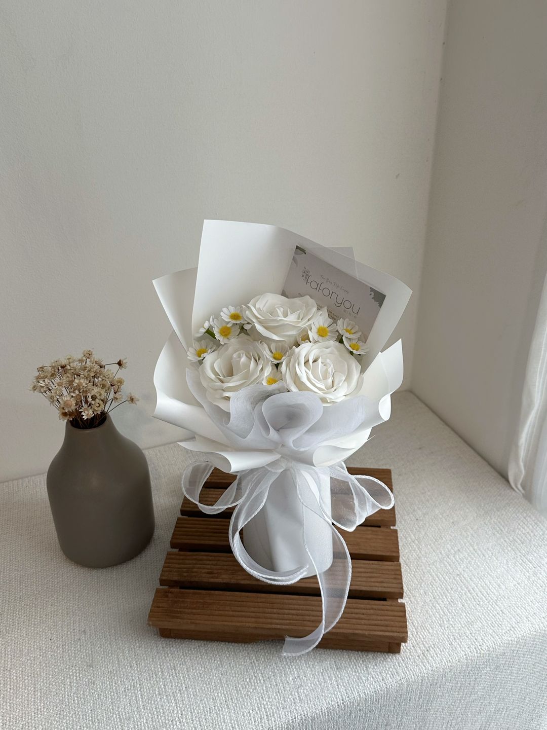 3 Stalk Soap Rose Daisy Bouquet   