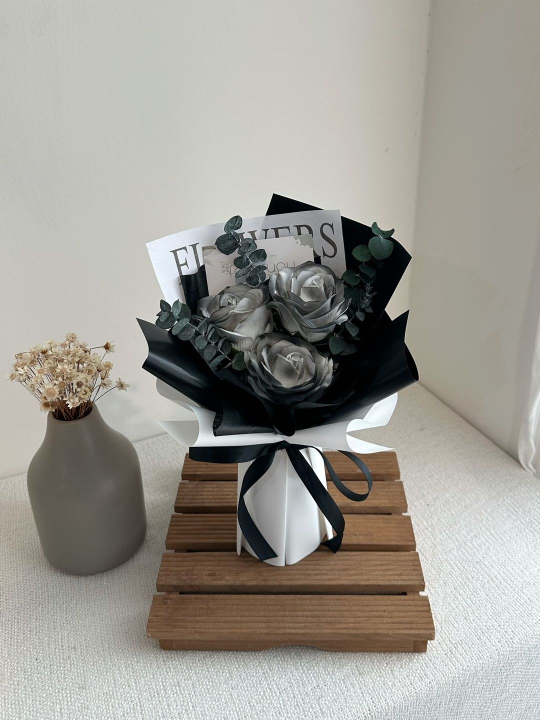 3 Stalk Soap Rose Eucalyptus Bouquet    