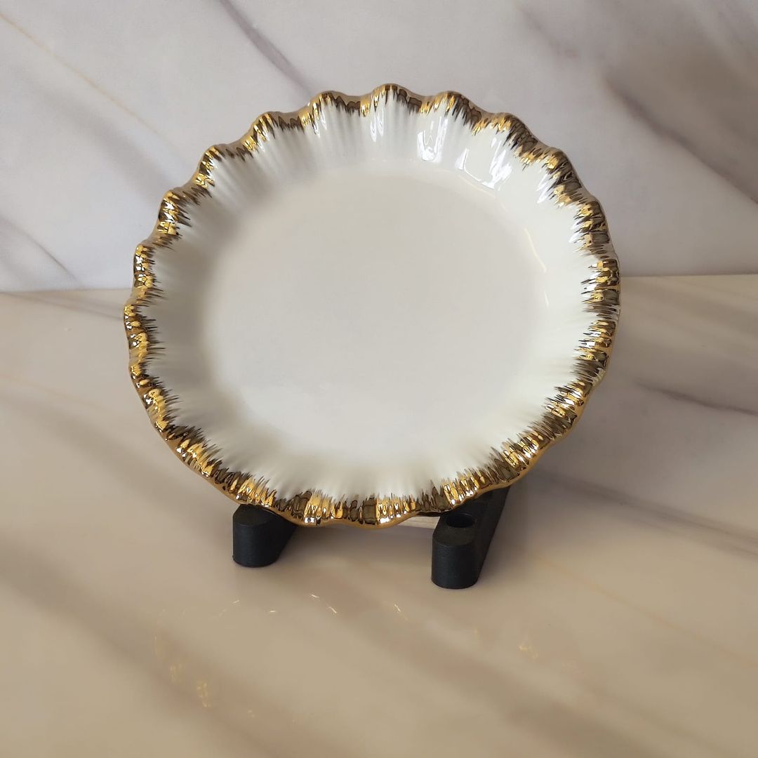 Assiette Ovale Bord Doré - صحن بيضاوي بحافة ذهبية