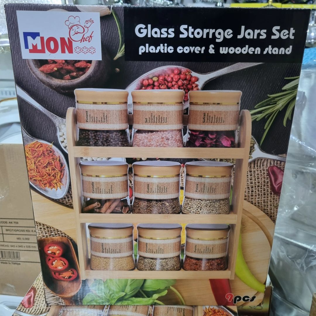 Ensemble de 9 Bocaux en Verre MON CHEF - طقم 9 علب زجاجية من MON CHEF