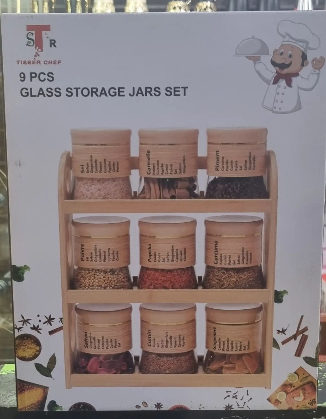 Tisser CHEF 9 pcs EPICE Verre - طقم تيسير شيف 9 قطع زجاجية من التوابل
