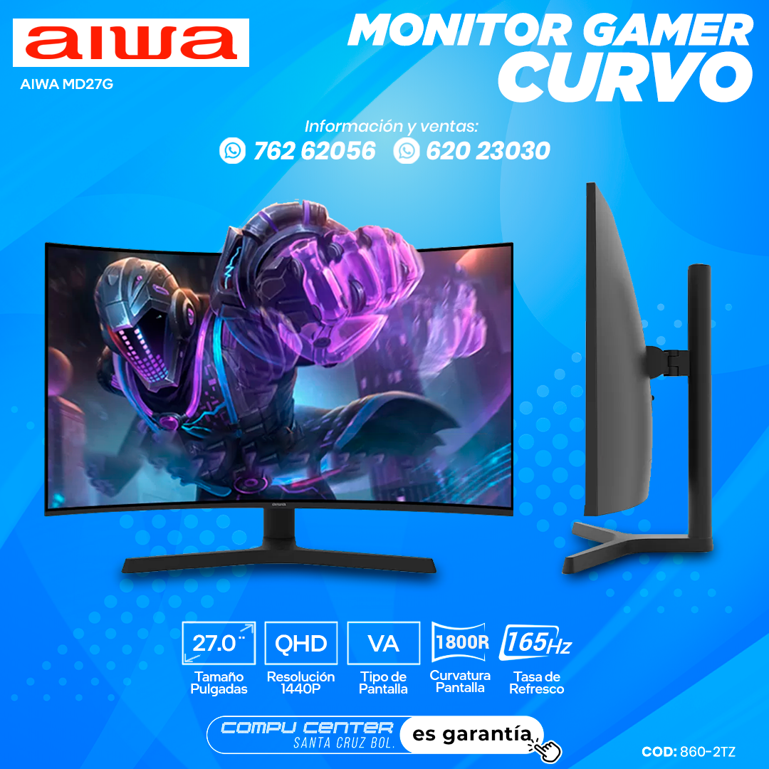 AIWA MD270G Y / 27.0¨ QHD / MONITOR CURVO / PANEL VA / FRECUENCIA 165HZ