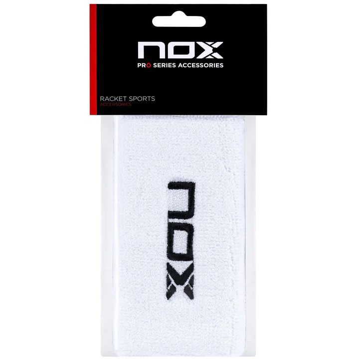 NOX 2 Long Wristbands White (Black Logo)