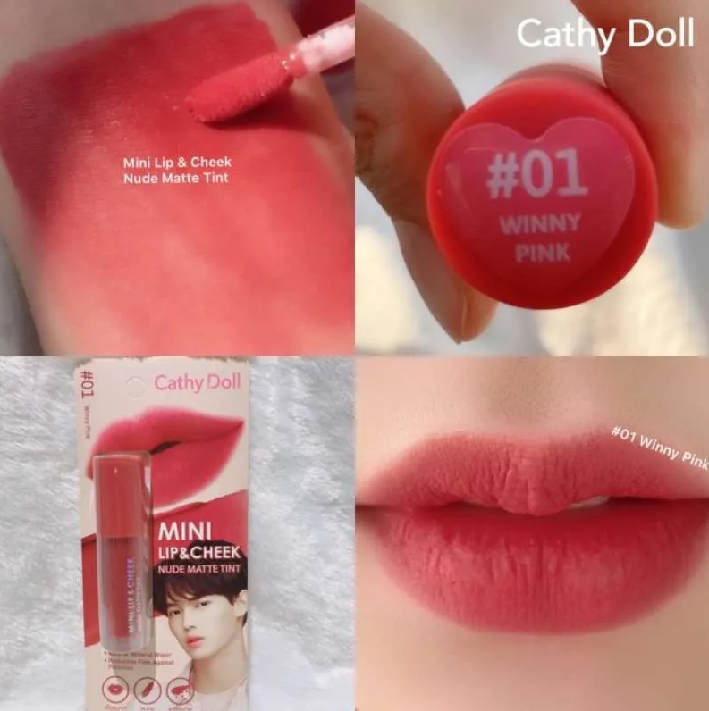 Cathy Doll MINI No.1 Winny Pink Lip & Cheek Nude Matte Tint (2.1g)