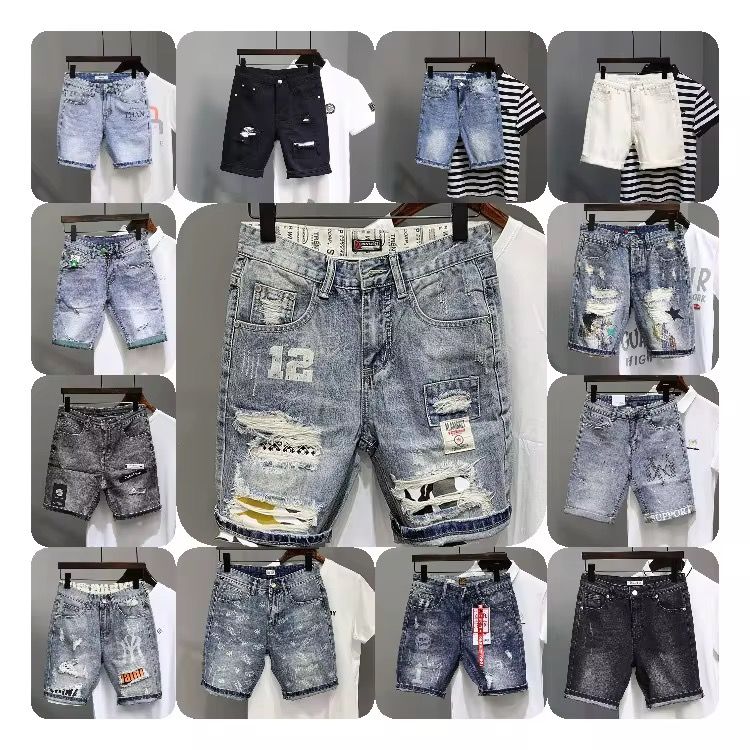 Men's Slim Fashion Short Jeans Casual Jeans Men's Shorts With Holes Clothing Stock