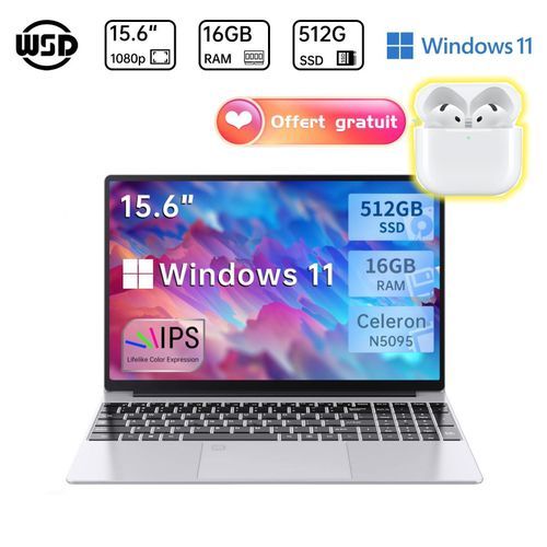 WSD P10 - Laptop-Intel N5095-Ecran 15.6'' -16GB+512GB Win11 ordinateur portable