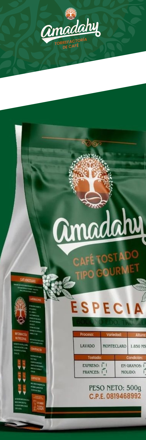 CAFE GOURMET MOLIDO MARCA AMADAHY 500 GRAMOS 