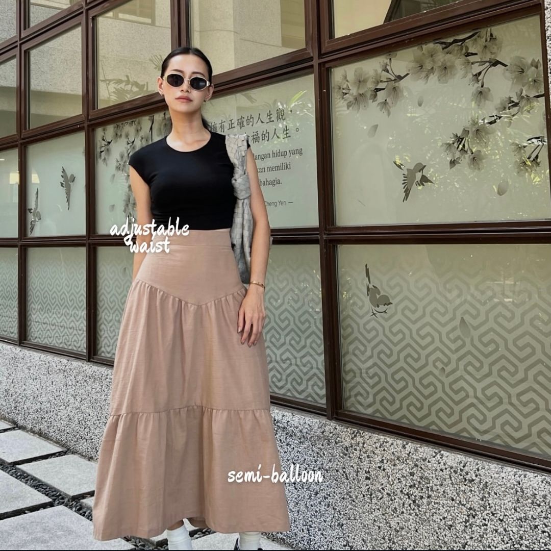 Linen Tiered Skirt 