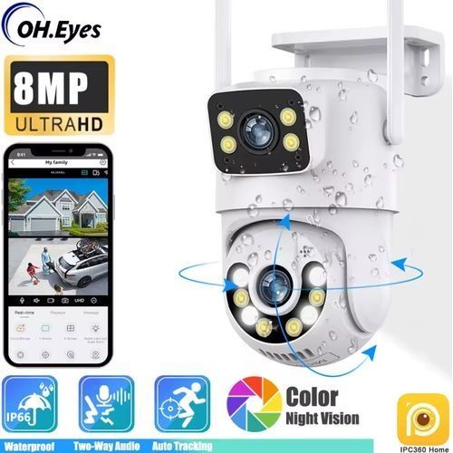 Caméra De Surveillance HD Extérieure Double Objectif 4K 8MP ICsee P2P