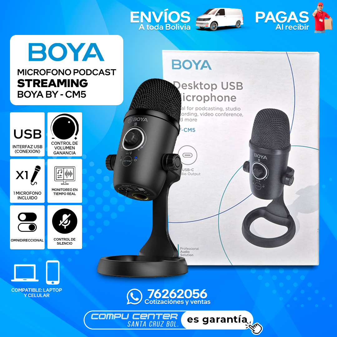 MICROFONO BOYA BY - CM5 / PODCAST / STREAMING / USB
