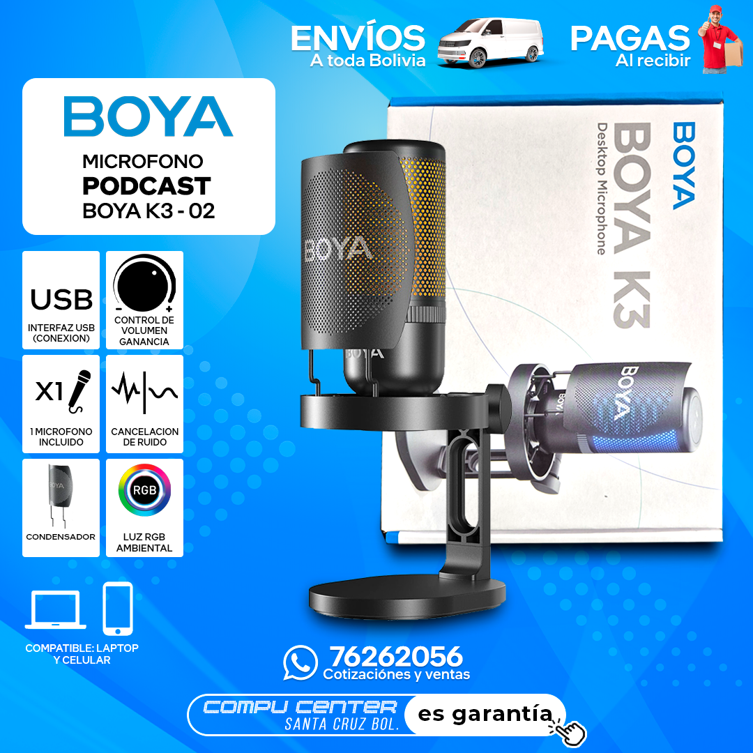 MICROFONO BOYA K3 2 / PODCAST / STREAMING / USB